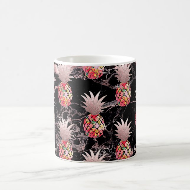 PixDezines Aloha Pineapple+Faux Ro Guld Kaffemugg (Center)