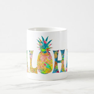 PixDezines Aloha Pineapple+Floral Watercolor Kaffemugg