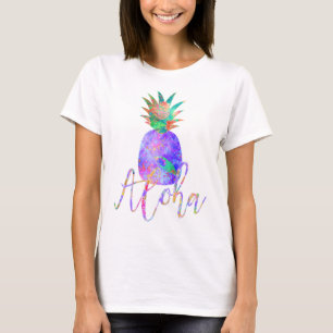 PixDezines Aloha Pineapple, Lila T-shirt