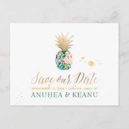 PixDezines Aloha Pineapple/Mörk Teal/Spara datum Meddelande Vykort