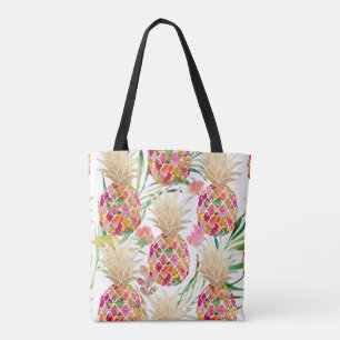 PixDezines Aloha Pineapple+Palmblad Vattenfärg Tygkasse
