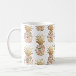 PixDezines Aloha Pineapple+Rosa+Faux Guld Kaffemugg
