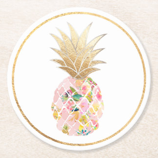 PixDezines Aloha Pineapples/Bakgrund för gör-det-s Underlägg Papper Rund