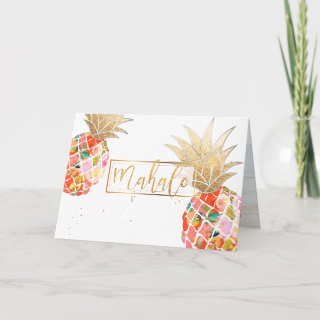 PixDezines Aloha Pineapples/Coral/Mahalo Tack Kort (Framsida)