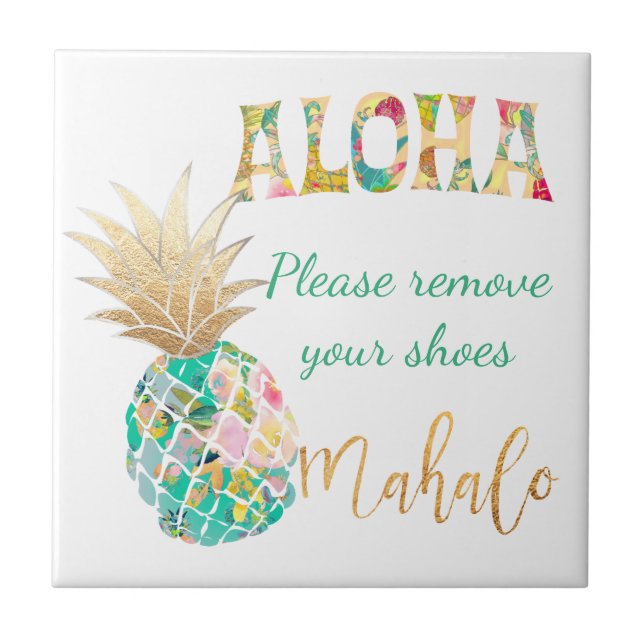PixDezines Aloha PineApples/DIY-bakgrund Kakelplatta (Framsidan)