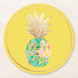 PixDezines Aloha Pineapples/DIY-bakgrund Underlägg Papper Rund