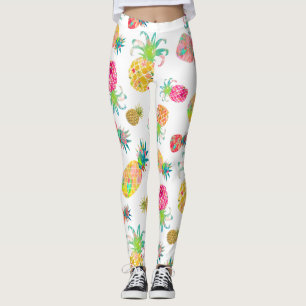 PixDezines Aloha Pineapples/DIY Bckgrnd färg Leggings