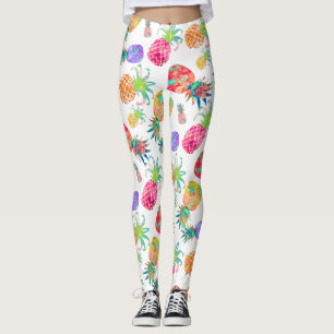 PixDezines Aloha Pineapples/DIY Bckgrnd färg Leggings