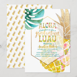 PixDezines Aloha Pineapples/Golden/Studenten Luau Inbjudningar