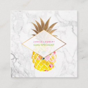 PixDezines Aloha Pineapples/Guld/Marble Fyrkantigt Visitkort