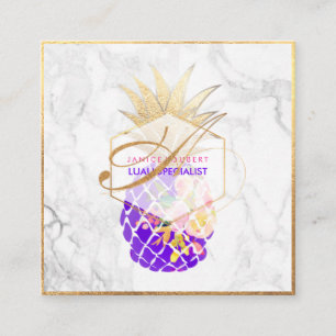 PixDezines Aloha Pineapples/Guld/Marble Fyrkantigt Visitkort