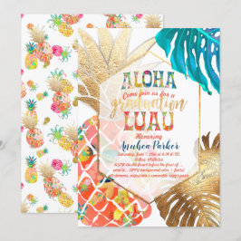 PixDezines Aloha Pineapples/Orange/Studenten Luau Inbjudningar