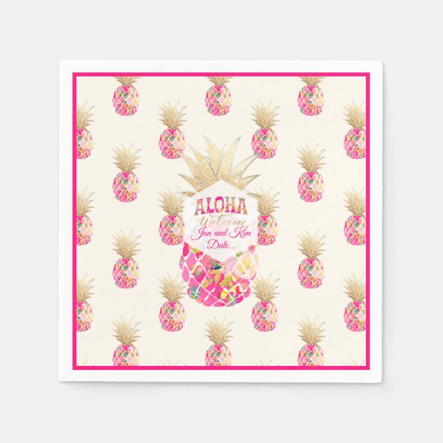 PixDezines Aloha Pineapples/Rosa/DIY-bakgrund Pappersservett (Framsidan)
