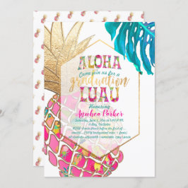 PixDezines Aloha Pineapples/Rosa/Studenten Luau Inbjudningar