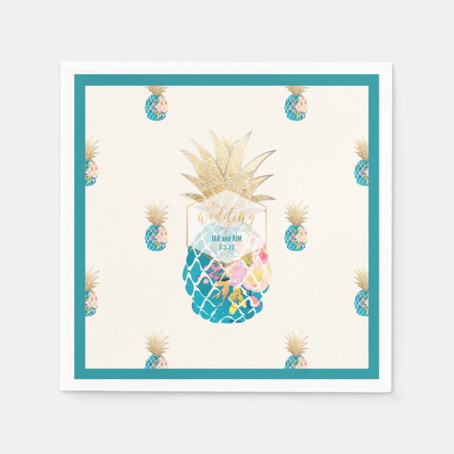 PixDezines Aloha Pineapples/Teal/DIY-bakgrund Pappersservett (Framsidan)