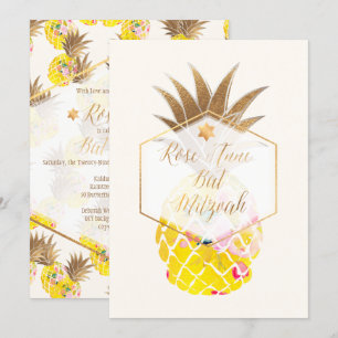 PixDezines Aloha Pineapples/Vattenfärg/Bat Mitzvah Inbjudningar