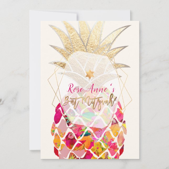PixDezines Ananas Bat mitzvah Inbjudningar (Framsida)