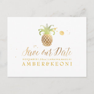 PixDezines Ananas/Falskt Guld/Spara Datum Meddelande Vykort