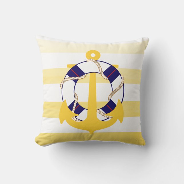 PixDezines-ankare/nautisk/hav/våg/vattenfärg Kudde (Framsida)