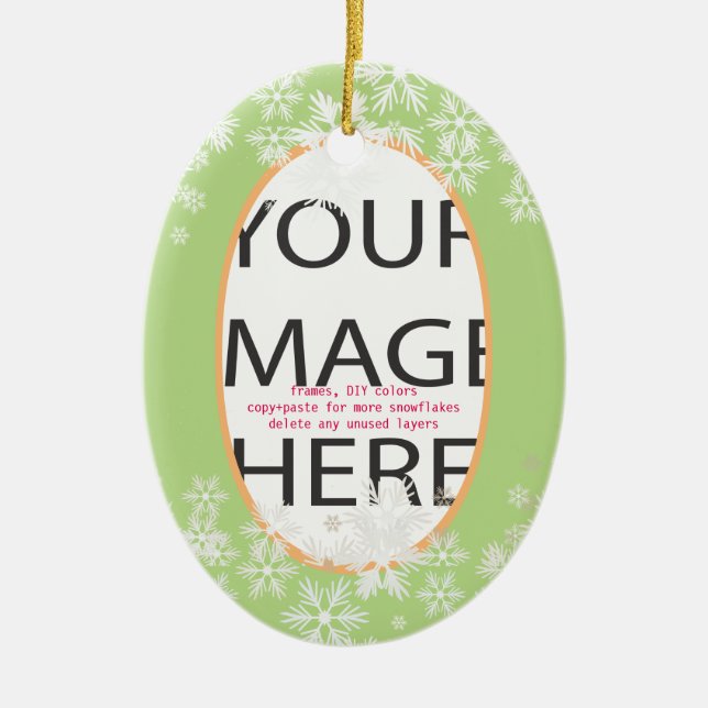 PixDezines Anpassningsbar Photo Ram/DIY färg Julgransprydnad Keramik (Framsidan)
