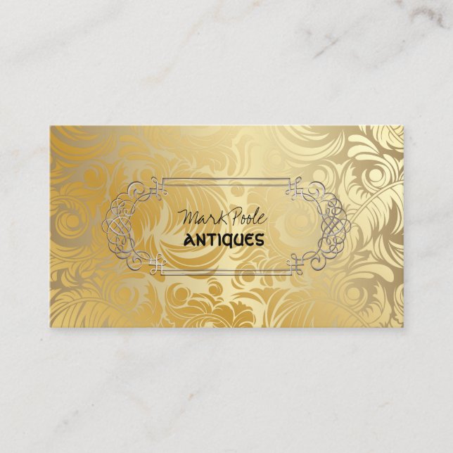 PixDezines ANTIQUE FAUX GULD DAMASK Visitkort (Framsida)