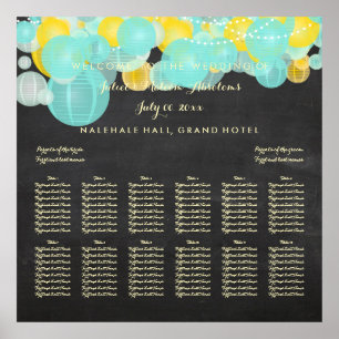 PixDezines Aqua/Gult/Lanternor/Sittdiagram Poster