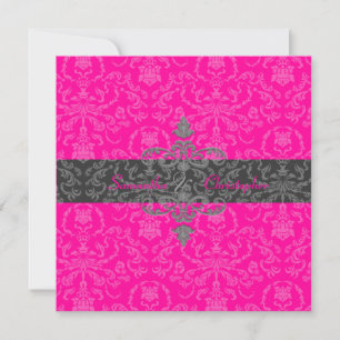 PixDezines Arianna Damask, Diy färg, shock rosa Inbjudningar