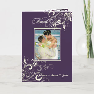 PixDezines Aubergine Snirliga Foto Tack-kort Tack Kort