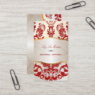 PixDezines augusta damask/röd Visitkort