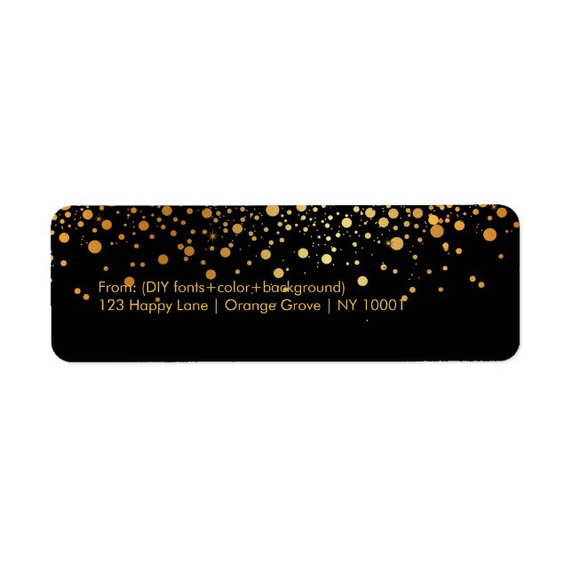 PixDezines avgränsade med guld/DIYbakgrund Returadress Etikett (Framsidan)