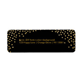 PixDezines avgränsade med guld/DIYbakgrund Returadress Etikett