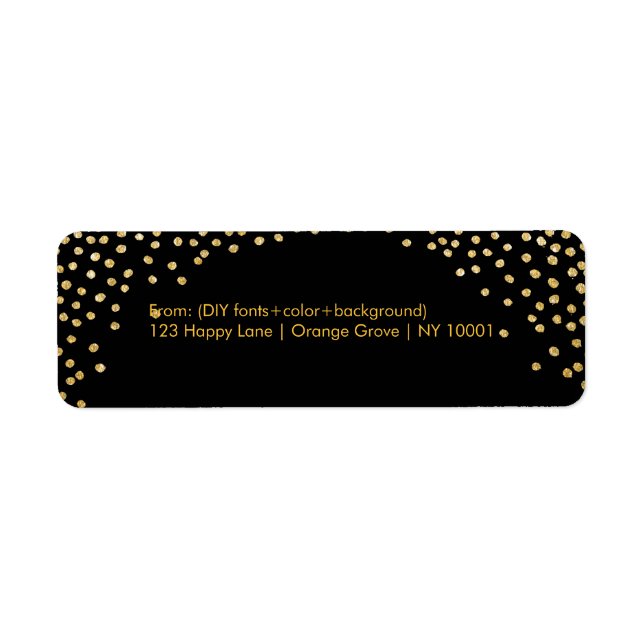 PixDezines avgränsade med guld/DIYbakgrund Returadress Etikett (Framsidan)