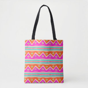 PixDezines Aztec Mönster/Shock rosa/Orange Tygkasse