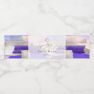 PixDezines Ba Mitzvah, Lila Watercolor Swatches Vattenflaskor Etikett