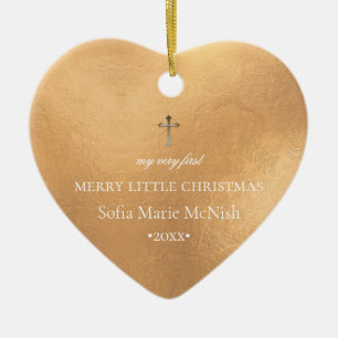 PixDezines Baby 1st-julfoto, Golden Julgransprydnad Keramik