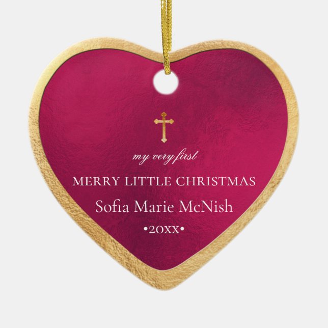 PixDezines Baby Första jul, Red Pomegranate Julgransprydnad Keramik (Framsidan)