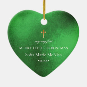 PixDezines Baby första julfoton, Emerald Julgransprydnad Keramik