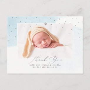 PixDezines Baby Shower Tack Blue Watercolor Vykort