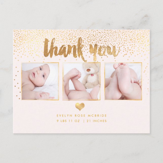 PixDezines Baby Shower Tack/Dazzled Faux Guld Vykort (Framsida)