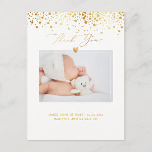 PixDezines Baby Shower Tack/Faux Guld Confett Vykort