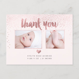 PixDezines Baby Shower Tack Kort/Falskt Rosa Guld Meddelande Vykort