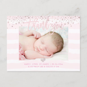 PixDezines Baby Tack/ Rosa Konfetti Vykort