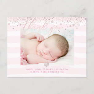 PixDezines Baby Tack/ Rosa Konfetti Vykort
