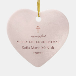 PixDezines Babys första julfoto, rosa Julgransprydnad Keramik