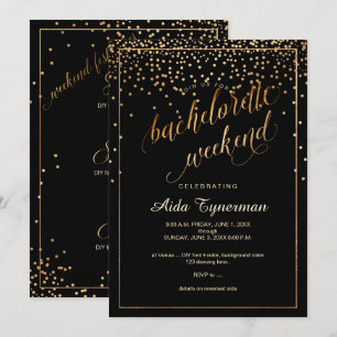 PixDezines Bachelorette Helg Faux Guld Confetti Inbjudningar