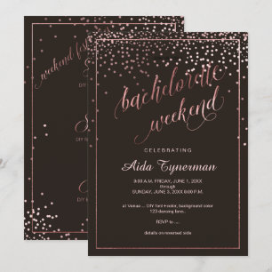 PixDezines Bachelorette Helg Faux Ro Guld Inbjudningar