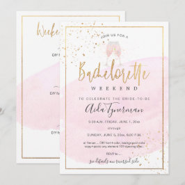 PixDezines Bachelorette Helg Rosa Watercolor Inbjudningar