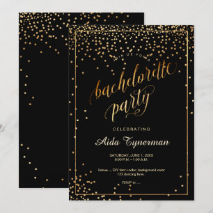 PixDezines Bachelorette Party Faux Guld Confetti Inbjudningar