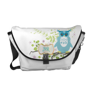 PixDezines - bakgrund färg/blå uggla Kurir Väska