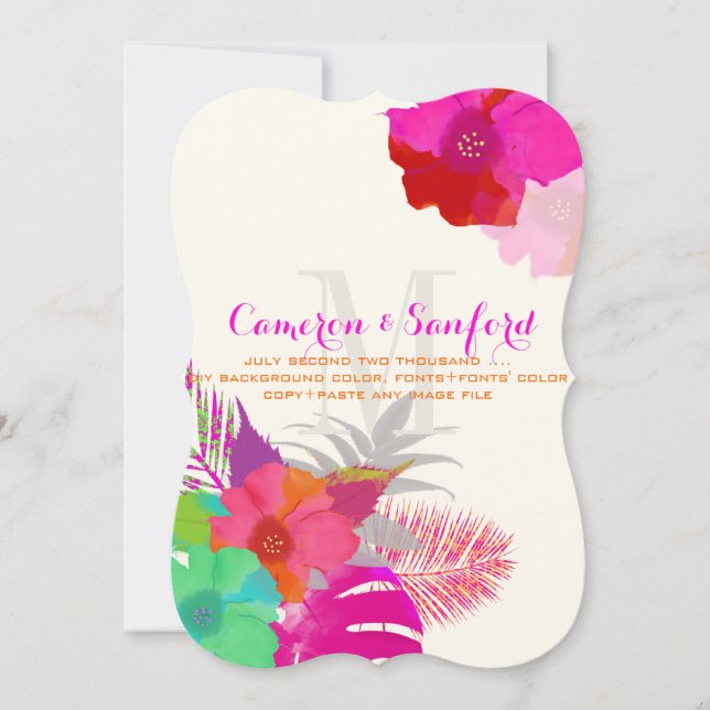 PixDezines bali kai/grönt/rosa/DIY Inbjudningar (Framsida)